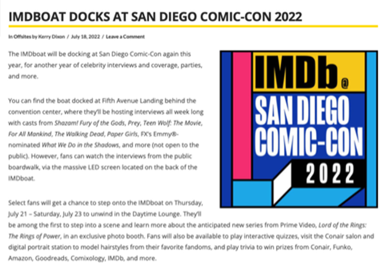 IMDBoat Docks At San Diego Comic-Con 2022