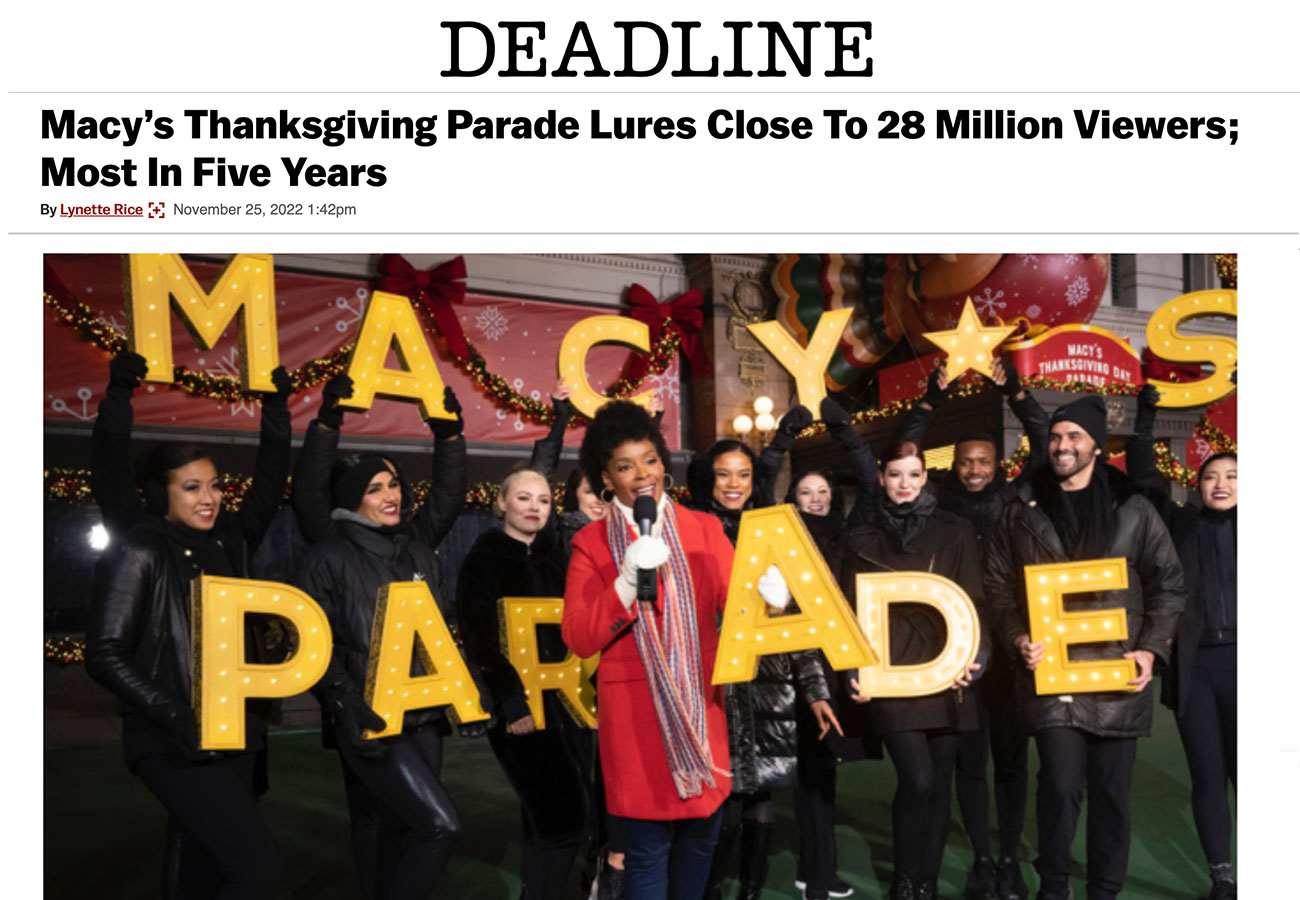 Macy’s Thanksgiving Parade Lures Close To 28 Million Viewers; Most In Five Years