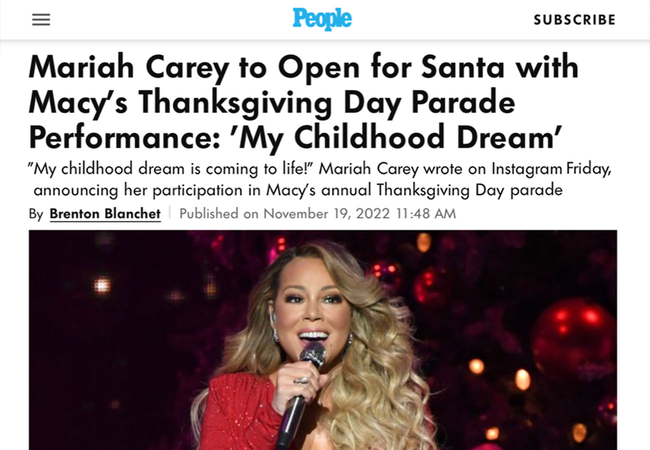 Mariah Carey to Open for Santa