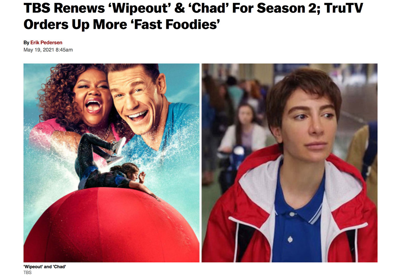 TBS Renews ‘Wipeout’ & ‘Chad’ For Season 2; TruTV Orders Up More ‘Fast Foodies’